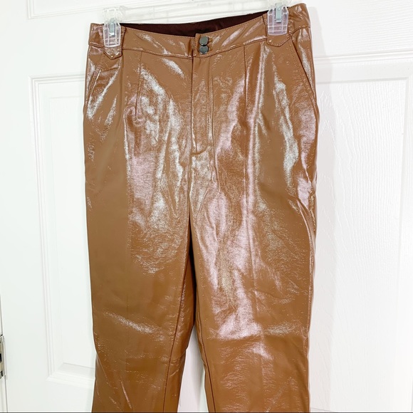 Greylin Anthro Vegan Leather Pants Brown - Picture 3 of 8